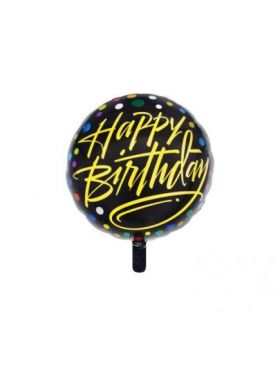 Balon folie, Happy Birthday, negru auriu, Engros