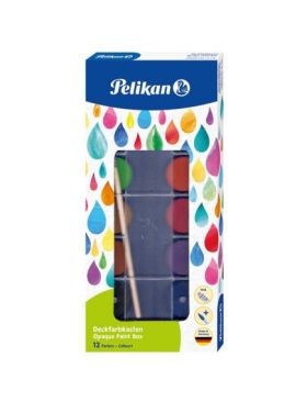 Acuarele pastila + pensula Pelikan 12 culori, En-gross