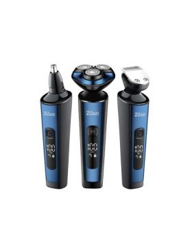 Aparat de tuns si ras 4 in 1, electric pentru barbati reincarcabil IPX6, LED, 3 capete, negru / ZLN 8726 Engros