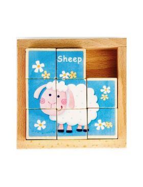 Cuburi puzzle lemn 8 bucati animale Engros