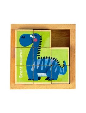 Cuburi puzzle lemn 8 bucati dinozauri Engros