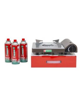 Pachet aragaz camping, putere 3.5kw, aprindere automata + 3 butelii 410ml / ZTS 5614_1 Engros