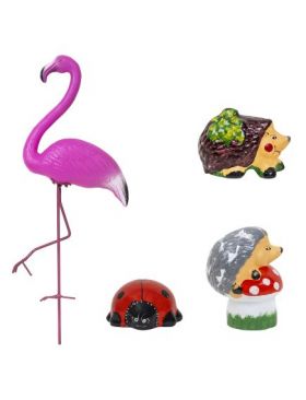 Pachet decor pentru gradina, flamingo, buburuza si 2 x arici / EXT 10247 Engros