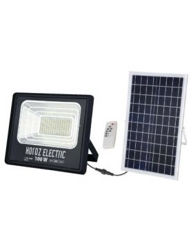 Proiector cu panou solar Horoz, Tiger-100w, 6400k, 1500ml, IP65, cu telecomanda / EXT 068-012-0100 Engros