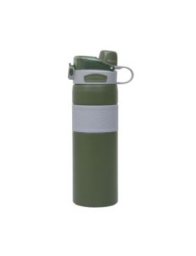 Termos 2 in 1, interior inox, capacitate 800ml, model cu pai, verde / ZTS 8444_1 Engros