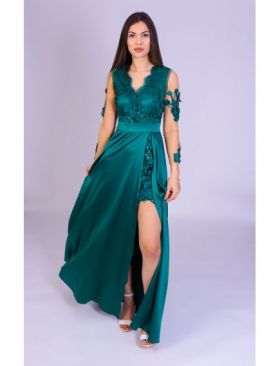 Rochie ASIA verde lunga cu dantela 3D engros