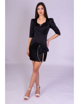 Rochie FLAY neagra accesorizata cu fundita engros