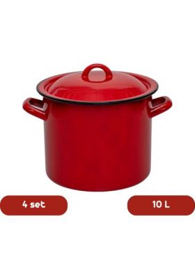 Set 4 oale emailate cu capac 10 L en-gross