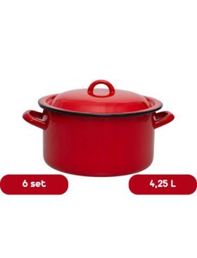 Set 6 cratite emailate adanci 4,25 L cu capac en-gross