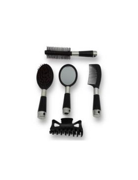 Set 5 piese ingrijire par Pieptan + oglinda + clama , negru