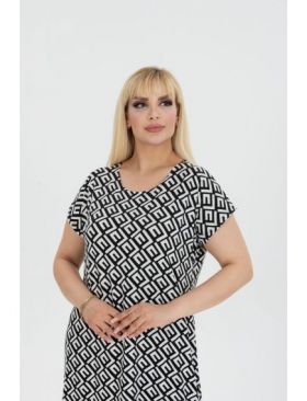 Rochie batal,cu imprimeu alb/negru, en-gross