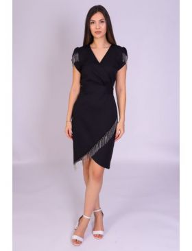 Rochie LILI office neagra cu accesorii arginti engros