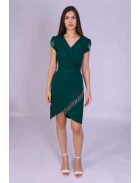 Rochie LILI office verde cu accesorii arginti engros