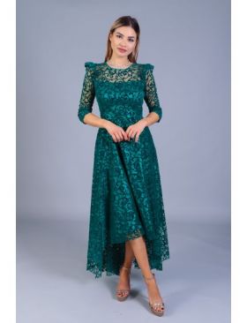 Rochie LONDON verde cu plasa si catifea engros