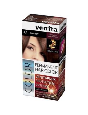 Vopsea de par permanenta, Venita Plex, 125 ml, Nr 4.4, Castaniu Engros