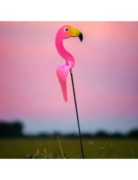 Decoratiune Engros gradina, plastic flamingo pe bat, 74 cm