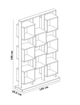 Biblioteca Edge, Decorotika, 120x29.5x188 cm, alb/negru