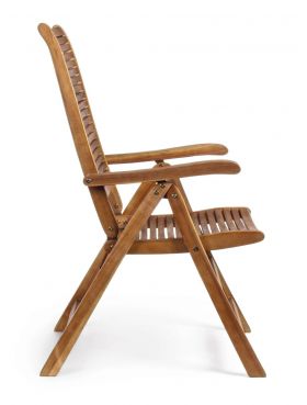 Scaun pentru gradina Noemi, Bizzotto, reglabil in 5 pozitii, 57.5 x 70 x 111 cm, lemn de salcam