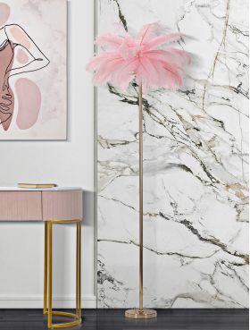 Lampadar Palm Pink, Mauro Ferretti, Ø55 x 160 cm, 3 x E14, 40W, fier, roz/auriu