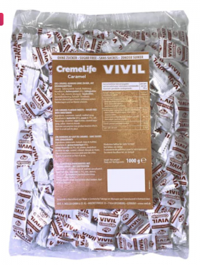 Bomboane cremoase fara zahar cu aroma de caramel, 1kg - Vivil