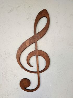 Decoratiune de perete, Treble Clef, 25x1.8x60 cm, Placaj , Maro