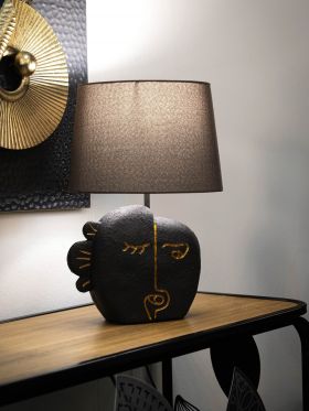 Lampa de masa Tribal -B, Mauro Ferretti, 1x E27, 40W, 27.5x39.5 cm, polirasina/fier/textil, maro/auriu