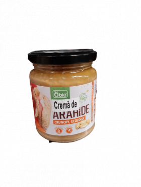 Crema de arahide crocante bio, 250g, Obio