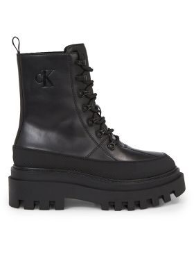 Botine Calvin Klein Jeans Flatform Lace Up Boot Lth YW0YW01110 Negru
