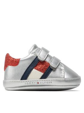 Pantofi Tommy Hilfiger Velcro Shoe Silver T0A4-32110-1070 Argintiu