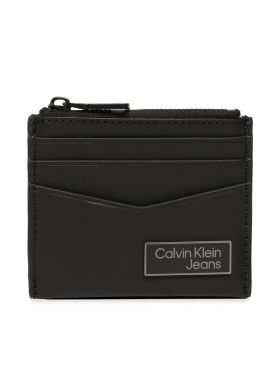 Etui pentru carduri Calvin Klein Jeans Logo Plaqueid Cardholder W/Zip K50K510130 Negru