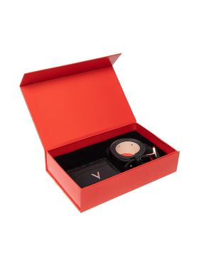 Set de etui pentru carduri și curea Valentino Toffee VPA6O501 Negru