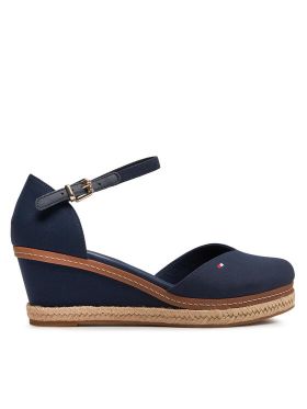 Pantofi Tommy Hilfiger Basic Closed Toe Mid Wedge FW0FW04787 Bleumarin