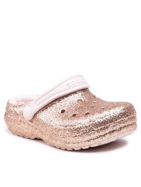 Şlapi Crocs Classic Lined Glitter Clog K 207462 Auriu