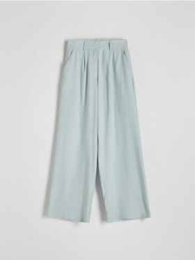 Pantaloni wide leg - verde-pal