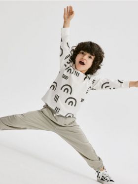 Tricou oversized cu maneca lunga - crem