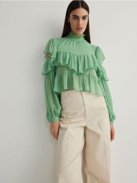 Bluza cu volanase - verde