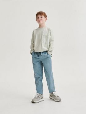 Pantaloni chino cu efect prespalat - albastru-deschis