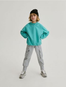 Pantaloni jogger cargo din stofa - gri deschis