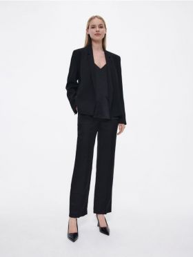 Blazer cambrat cu adaos de lana - negru