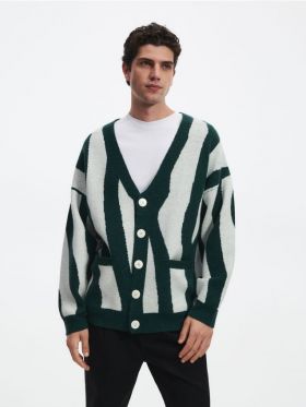 Pulover oversize - verde-inchis