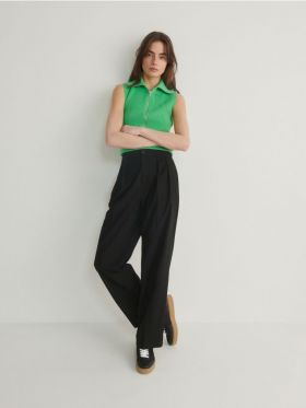 Pantaloni cu talie asimetrica - negru