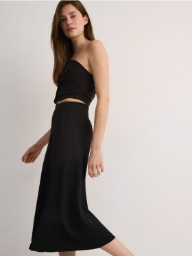 Fusta midi cu cusaturi - negru