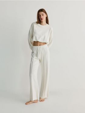 Pantaloni wide leg - crem