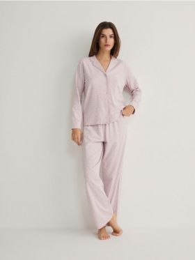 Pijama din doua piese, cu model - roz