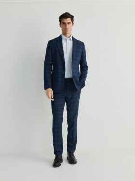 Pantaloni slim fit in carouri - bleumarin