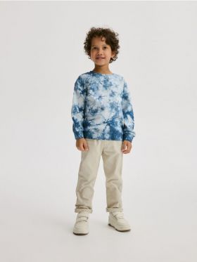 Tricou oversized cu maneca lunga - Albastru metalizat