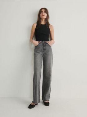 Blugi wide leg - gri deschis