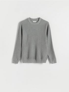 Pulover din tricot striat - gri-neutru