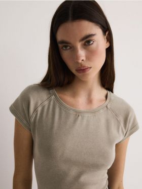 Tricou cu efect de prespalare - nude