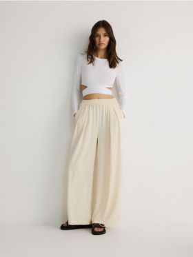 Pantaloni wide leg - crem